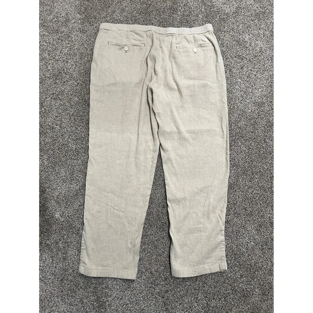 Tommy Bahama Mens XXL x 30 Beige Linen Blend Elastic Waist Beach Pants